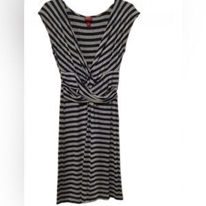 Merona Womens Dress Size XXL Blue Gray Stripes Deep V Sleeveless